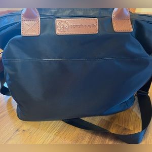 Sarah Wells Abby Breast Pump Bag with Leather Straps (Black)